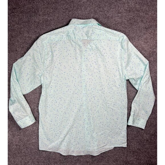 JF J.Ferrar Men's Slim Fit Stretch Dress Shirt L 16-16.5 32-33 Lt blue patterned - Picture 3 of 7